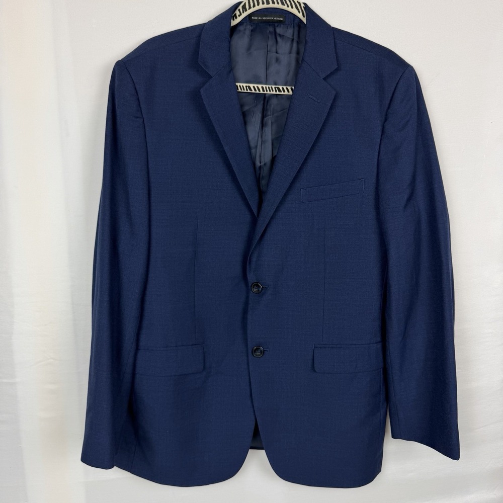 Perry Ellis Portfolio 42R Blue Lana Wool Blend Slim Fit Blazer Coat
